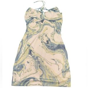 Blue Blush Mini Dress Women’s Size Medium Criss Cross Tie Back